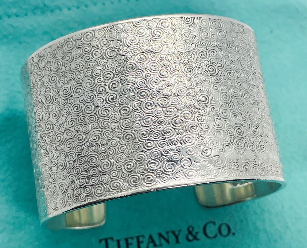 Rare Tiffany & Co Makers Sterling Silver Swirl Swirls Cuff Bracelet 6.25"